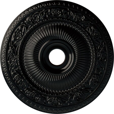 Ekena Millwork Logan Ceiling Medallion (Fits Canopies up to 6 1/8"), 24 1/4"OD x 3 7/8"ID x 2"P, Black Pearl CM24LO1BPS
